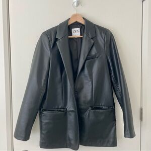 Zara Oversized Faux Leather Blazer
